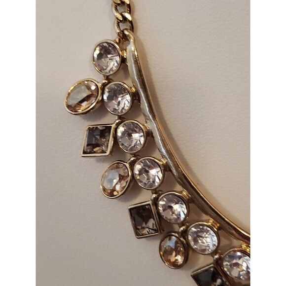 Givenchy Gold tone Statement Necklace Rhinestone Dangle Collar Chain Runway - Picture 5 of 16